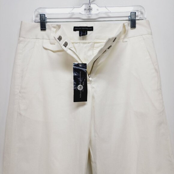 French Connection Womens White Cotton Straight-Leg Trousers high rise Size 6 - Picture 11 of 12